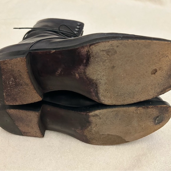 Jil Sander Handmade Navy Leather Ankle Boots - Picture 5 of 9